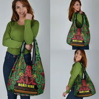 Aotearoa Iwi Ngati Hine Grocery Bag Maori Wharenui House Tribal Pattern