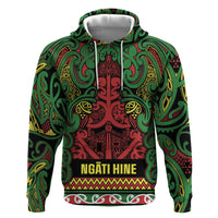 Aotearoa Iwi Ngati Hine Hoodie Maori Wharenui House Tribal Pattern