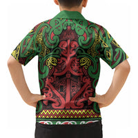 Aotearoa Iwi Ngati Hine Kid Hawaiian Shirt Maori Wharenui House Tribal Pattern