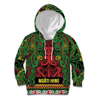 Aotearoa Iwi Ngati Hine Kid Hoodie Maori Wharenui House Tribal Pattern