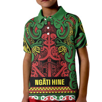 Aotearoa Iwi Ngati Hine Kid Polo Shirt Maori Wharenui House Tribal Pattern
