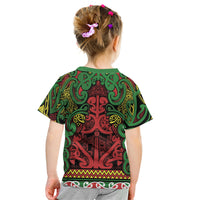 Aotearoa Iwi Ngati Hine Kid T Shirt Maori Wharenui House Tribal Pattern