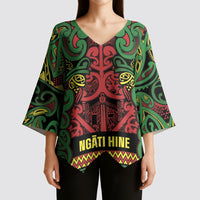 Aotearoa Iwi Ngati Hine Kimono Sleeve Blouse Maori Wharenui House Tribal Pattern