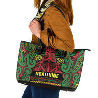 Aotearoa Iwi Ngati Hine Leather Tote Bag Maori Wharenui House Tribal Pattern