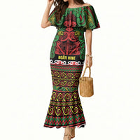 Aotearoa Iwi Ngati Hine Mermaid Dress Maori Wharenui House Tribal Pattern