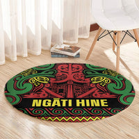 Aotearoa Iwi Ngati Hine Round Carpet Maori Wharenui House Tribal Pattern