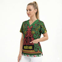 Aotearoa Iwi Ngati Hine Scrub Top Maori Wharenui House Tribal Pattern