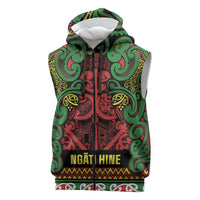 Aotearoa Iwi Ngati Hine Sleeveless Zip Hoodie Maori Wharenui House Tribal Pattern