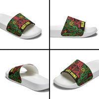 Aotearoa Iwi Ngati Hine Slide Sandals Maori Wharenui House Tribal Pattern