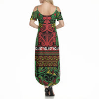 Aotearoa Iwi Ngati Hine Summer Maxi Dress Maori Wharenui House Tribal Pattern