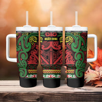 Aotearoa Iwi Ngati Hine Tumbler With Handle Maori Wharenui House Tribal Pattern