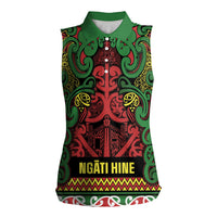 Aotearoa Iwi Ngati Hine Women Sleeveless Polo Shirt Maori Wharenui House Tribal Pattern