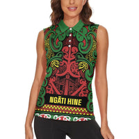 Aotearoa Iwi Ngati Hine Women Sleeveless Polo Shirt Maori Wharenui House Tribal Pattern