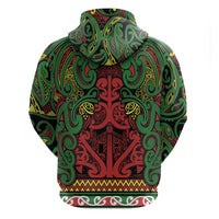 Aotearoa Iwi Ngati Hine Zip Hoodie Maori Wharenui House Tribal Pattern