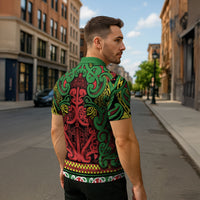 Aotearoa Iwi Ngati Hine Zipper Polo Shirt Maori Wharenui House Tribal Pattern