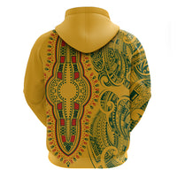 Africa Dashiki Hoodie African Tribal Art Mixed Polynesian Tattoo Gold Color Unique LT9 - Polynesian Pride