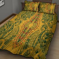 Africa Dashiki Quilt Bed Set African Tribal Art Mixed Polynesian Tattoo Gold Color Unique LT9 - Polynesian Pride