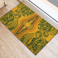 Africa Dashiki Rubber Doormat African Tribal Art Mixed Polynesian Tattoo Gold Color Unique LT9 - Polynesian Pride