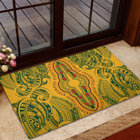 Africa Dashiki Rubber Doormat African Tribal Art Mixed Polynesian Tattoo Gold Color Unique LT9 - Polynesian Pride