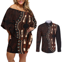 Africa Dashiki Couples Matching Off Shoulder Short Dress and Long Sleeve Button Shirts African Tribal Art Mixed Polynesian Tattoo Red Color Unique LT9 Red - Polynesian Pride