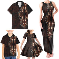Africa Dashiki Family Matching Tank Maxi Dress and Hawaiian Shirt African Tribal Art Mixed Polynesian Tattoo Red Color Unique LT9 - Polynesian Pride