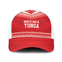 Mate Ma'a Tonga Heritage Baseball Net Cap Pacific Tribal Rugby Red Edition LT9 One Size White Red - Polynesian Pride