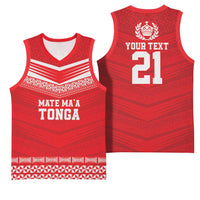 Custom Mate Ma'a Tonga Heritage Basketball Jersey Pacific Tribal Rugby Red Edition - Polynesian Pride