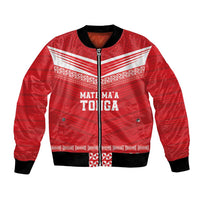 Custom Mate Ma'a Tonga Heritage Bomber Jacket Pacific Tribal Rugby Red Edition - Polynesian Pride