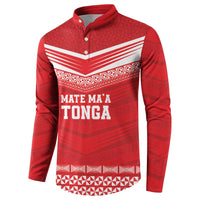 Custom Mate Ma'a Tonga Heritage Button Sweatshirt Pacific Tribal Rugby Red Edition - Polynesian Pride