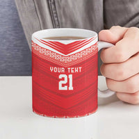 Custom Mate Ma'a Tonga Heritage Ceramic Mug Pacific Tribal Rugby Red Edition - Polynesian Pride