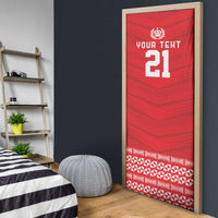 Custom Mate Ma'a Tonga Heritage Door Cover Pacific Tribal Rugby Red Edition - Polynesian Pride