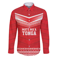 Custom Mate Ma'a Tonga Heritage Family Matching Off The Shoulder Long Sleeve Dress and Hawaiian Shirt Pacific Tribal Rugby Red Edition - Polynesian Pride