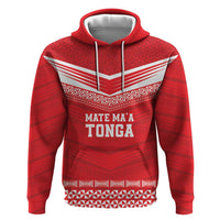 Custom Mate Ma'a Tonga Heritage Hoodie Pacific Tribal Rugby Red Edition - Polynesian Pride