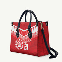 Custom Mate Ma'a Tonga Heritage Leather Bag Pacific Tribal Rugby Red Edition - Polynesian Pride