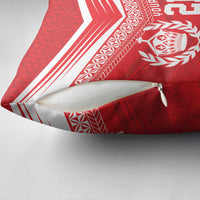 Custom Mate Ma'a Tonga Heritage Pillow Cover Pacific Tribal Rugby Red Edition - Polynesian Pride