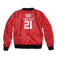 Custom Mate Ma'a Tonga Heritage Sleeve Zip Bomber Jacket Pacific Tribal Rugby Red Edition - Polynesian Pride