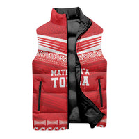 Custom Mate Ma'a Tonga Heritage Sleeveless Puffer Jacket Pacific Tribal Rugby Red Edition - Polynesian Pride
