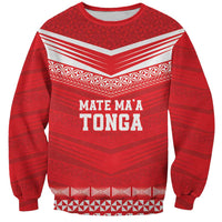 Custom Mate Ma'a Tonga Heritage Sweatshirt Pacific Tribal Rugby Red Edition - Polynesian Pride