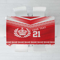 Custom Mate Ma'a Tonga Heritage Tablecloth Pacific Tribal Rugby Red Edition - Polynesian Pride