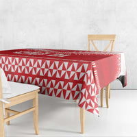 Custom Mate Ma'a Tonga Heritage Tablecloth Pacific Tribal Rugby Red Edition - Polynesian Pride