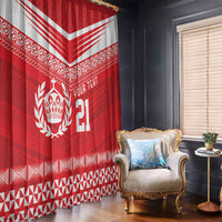 Custom Mate Ma'a Tonga Heritage Window Curtain Pacific Tribal Rugby Red Edition - Polynesian Pride