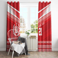 Custom Mate Ma'a Tonga Heritage Window Curtain Pacific Tribal Rugby Red Edition - Polynesian Pride