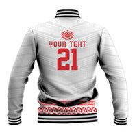 Custom Mate Ma'a Tonga Heritage Baseball Jacket Pacific Tribal Rugby White Edition - Polynesian Pride
