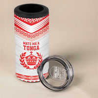 Custom Mate Ma'a Tonga Heritage 4 in 1 Can Cooler Tumbler Pacific Tribal Rugby White Edition - Polynesian Pride