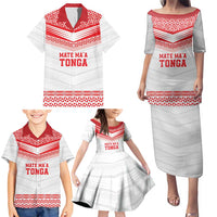 Custom Mate Ma'a Tonga Heritage Family Matching Puletasi and Hawaiian Shirt Pacific Tribal Rugby White Edition - Polynesian Pride