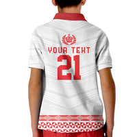 Custom Mate Ma'a Tonga Heritage Kid Polo Shirt Pacific Tribal Rugby White Edition - Polynesian Pride