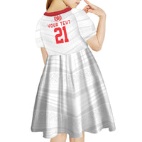Custom Mate Ma'a Tonga Heritage Kid Short Sleeve Dress Pacific Tribal Rugby White Edition - Polynesian Pride