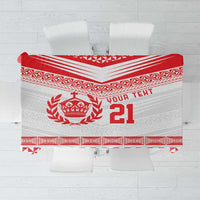 Custom Mate Ma'a Tonga Heritage Tablecloth Pacific Tribal Rugby White Edition - Polynesian Pride