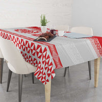 Custom Mate Ma'a Tonga Heritage Tablecloth Pacific Tribal Rugby White Edition - Polynesian Pride