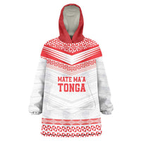 Custom Mate Ma'a Tonga Heritage Wearable Blanket Hoodie Pacific Tribal Rugby White Edition - Polynesian Pride